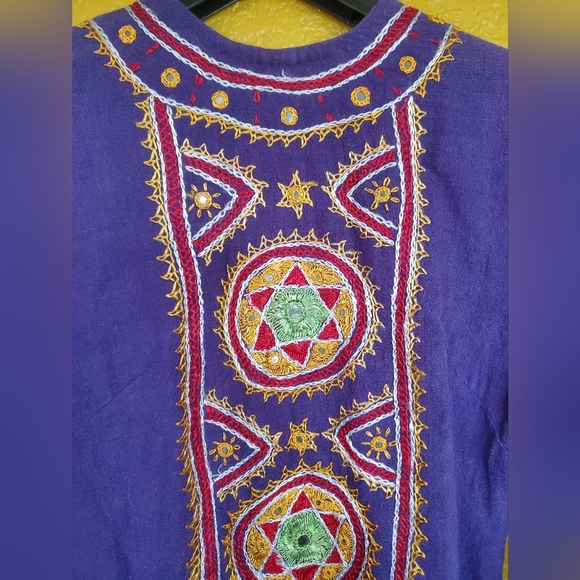 Raja of India Purple Hippie Embroidery Dress - Picture 7 of 9